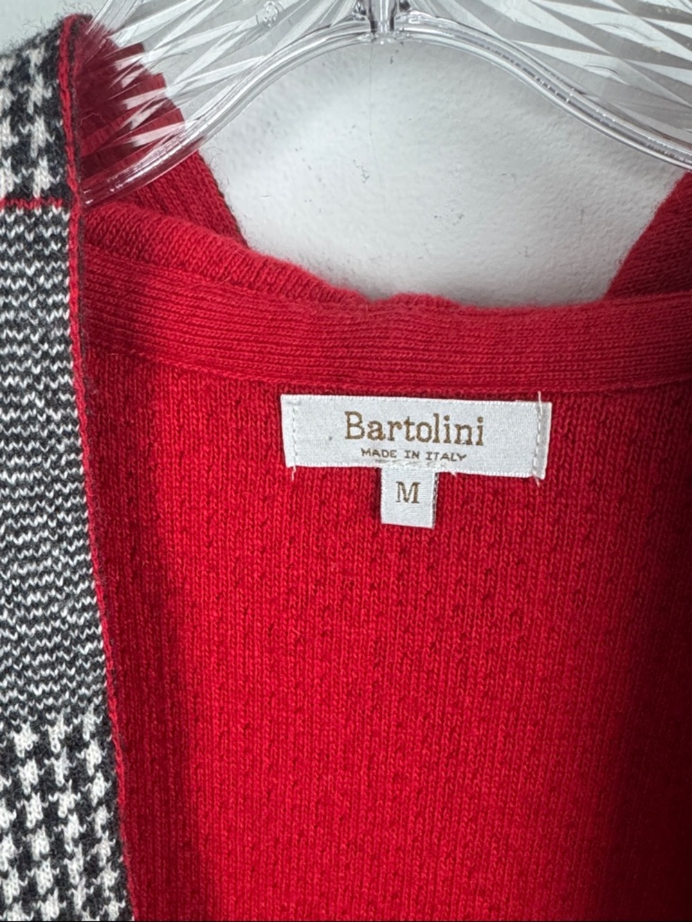Bartolini Plaid Hooded Cardigan with Red Lining - Picture 5 of 6